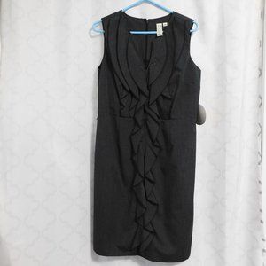 Emma & Michele Charcoal Split Neck Ruffled Sleeveless Dress - 12 (NWT)